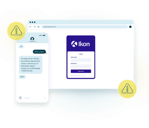 Threat detected via conversation or fake site