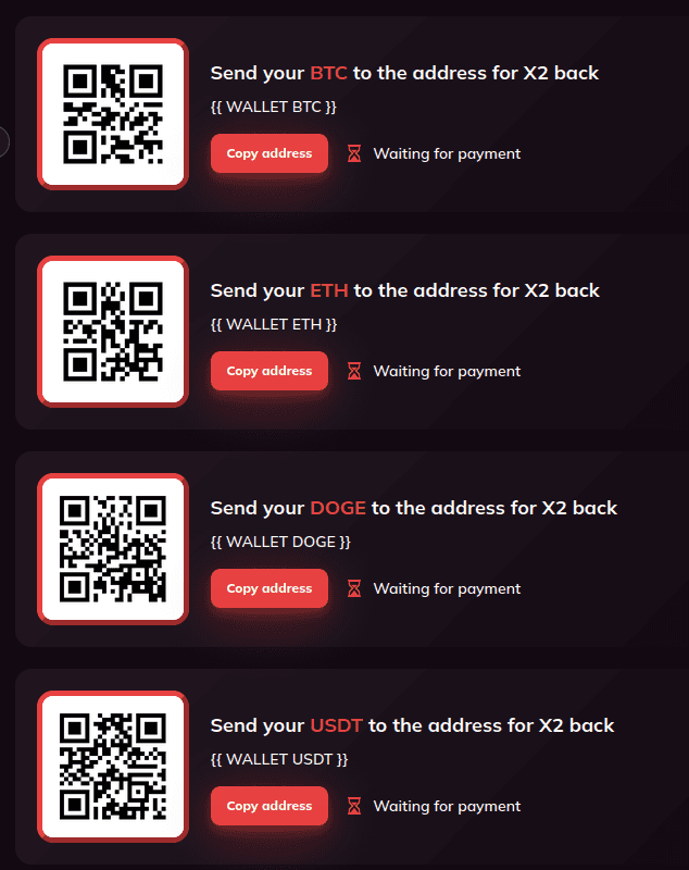 Broken links on tesla-ltt[.]com, displaying placeholders where the wallet links should be